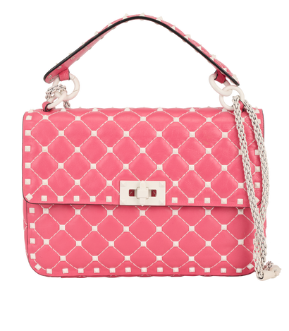 Valentino Rockstud Crossbody, &pound;650, Handbags, Pink/White, Leather, Front view